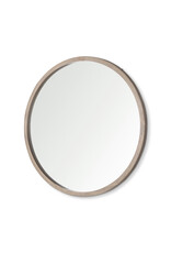 Gambit 46" Round Light Brown Wood Frame Wall Mirror
