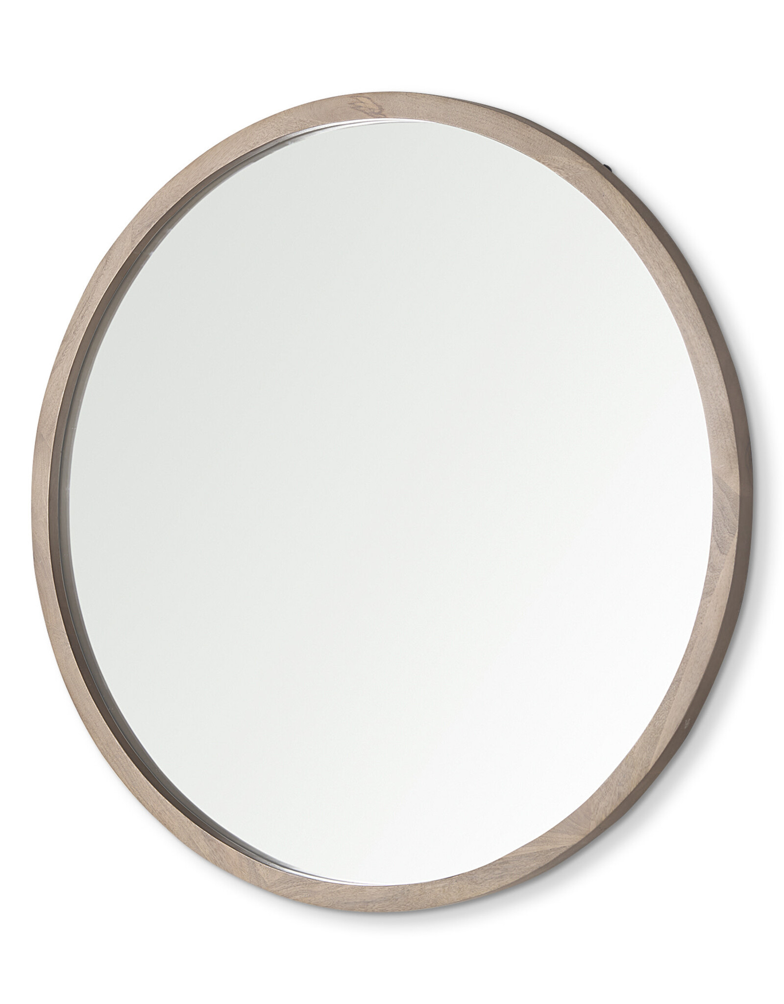 Gambit 46" Round Light Brown Wood Frame Wall Mirror