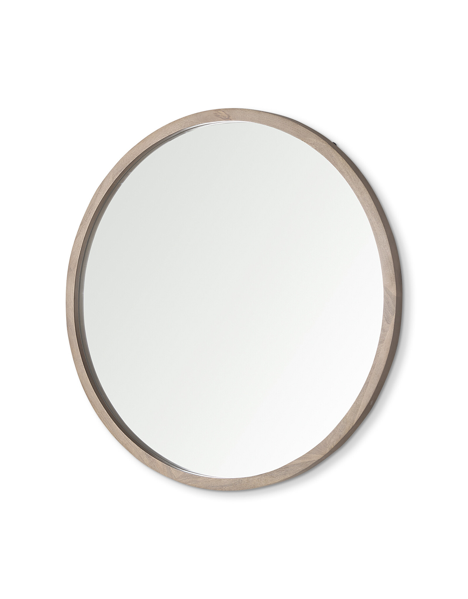 Gambit 46" Round Light Brown Wood Frame Wall Mirror