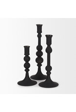 Haute Matte Black Blown Glass Candlestick