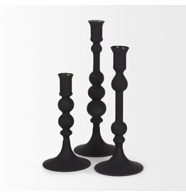 Haute Matte Black Blown Glass Candlestick