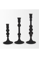 Haute Matte Black Blown Glass Candlestick