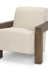 Sovereign Oatmeal Fabric Upholstered w/ Solid Wood Frame Accent Chair