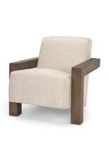 Sovereign Oatmeal Fabric Upholstered w/ Solid Wood Frame Accent Chair