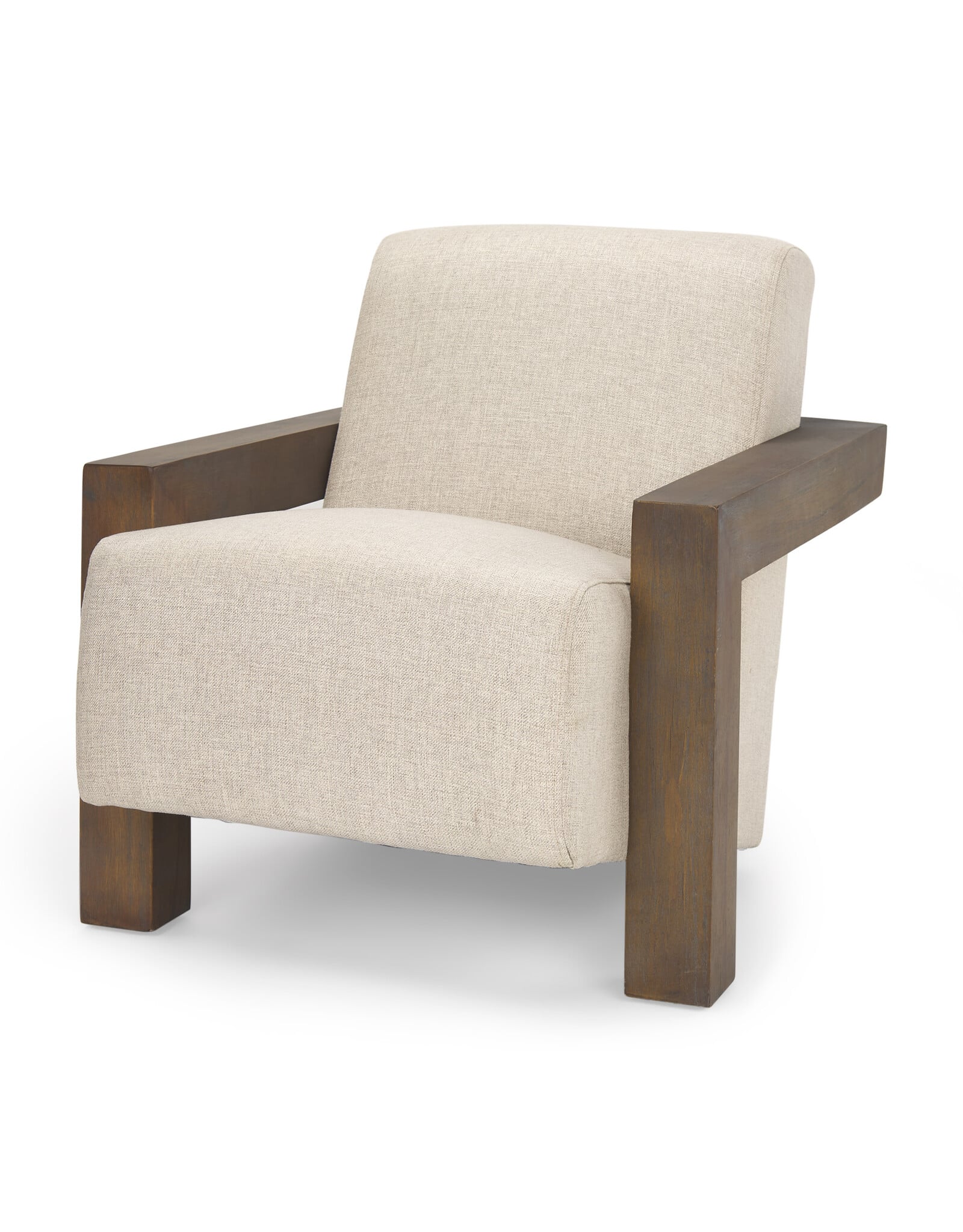 Sovereign Oatmeal Fabric Upholstered w/ Solid Wood Frame Accent Chair
