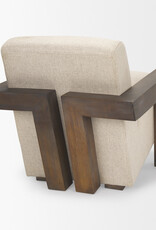 Sovereign Oatmeal Fabric Upholstered w/ Solid Wood Frame Accent Chair
