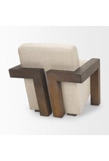 Sovereign Oatmeal Fabric Upholstered w/ Solid Wood Frame Accent Chair