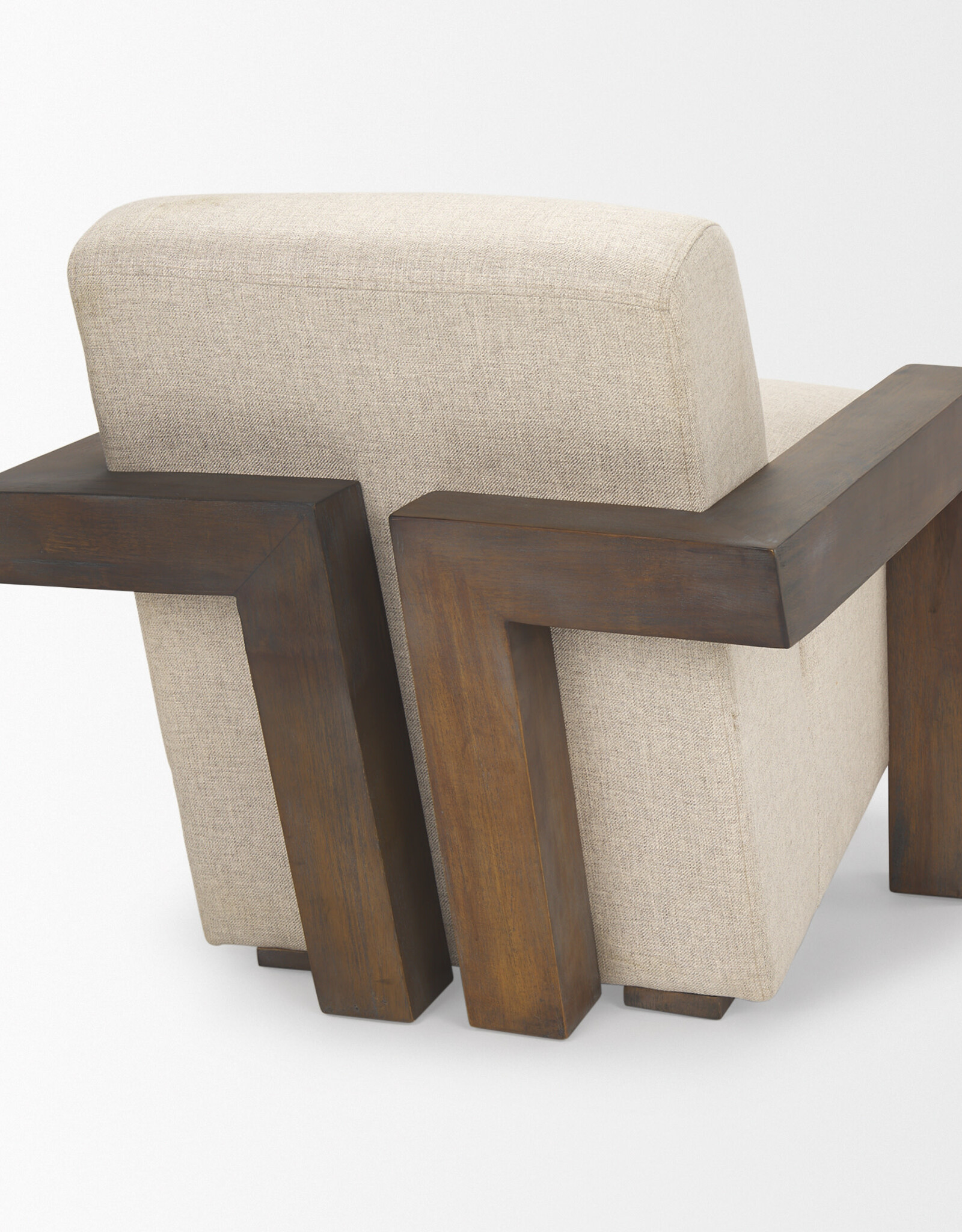 Sovereign Oatmeal Fabric Upholstered w/ Solid Wood Frame Accent Chair