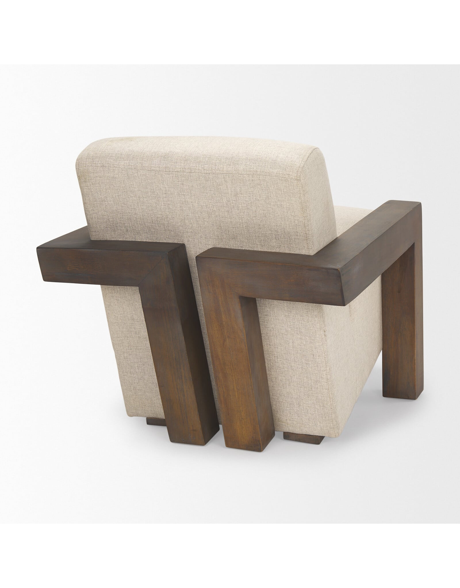 Sovereign Oatmeal Fabric Upholstered w/ Solid Wood Frame Accent Chair