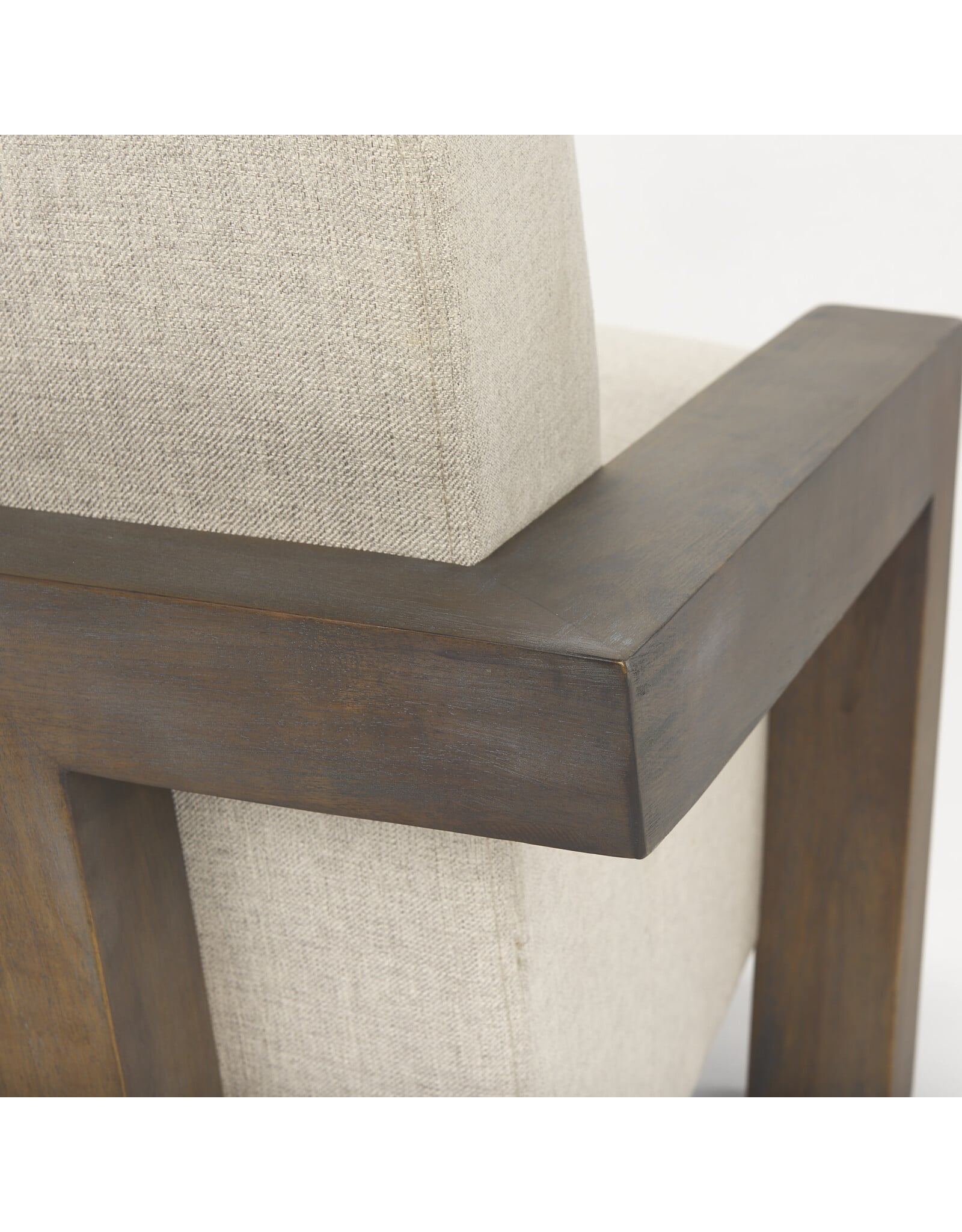Sovereign Oatmeal Fabric Upholstered w/ Solid Wood Frame Accent Chair