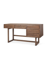 Grier Medium Brown Solid Wood W/Cane Office Desk
