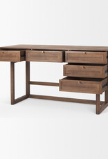 Grier Medium Brown Solid Wood W/Cane Office Desk