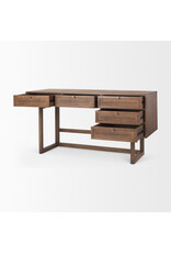 Grier Medium Brown Solid Wood W/Cane Office Desk