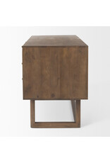 Grier Medium Brown Solid Wood W/Cane Office Desk