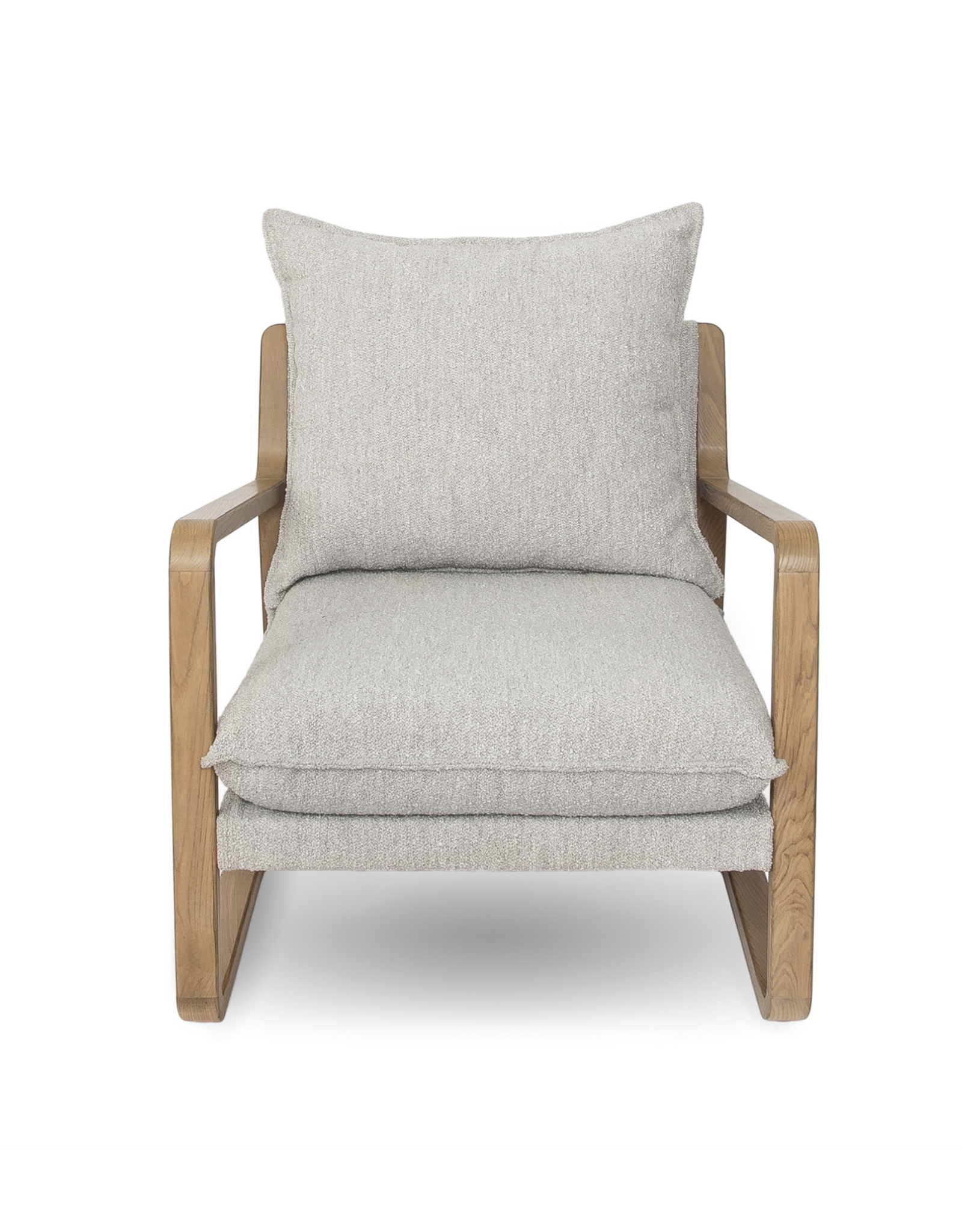 Finn Sling Chair, Brown Frame in Taupe Boucle