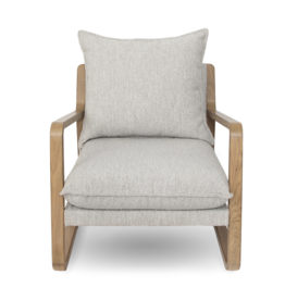 Finn Sling Chair, Brown Frame in Taupe Boucle