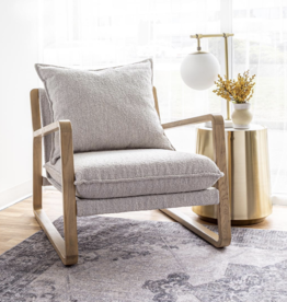 Finn Sling Chair, Brown Frame in Taupe Boucle