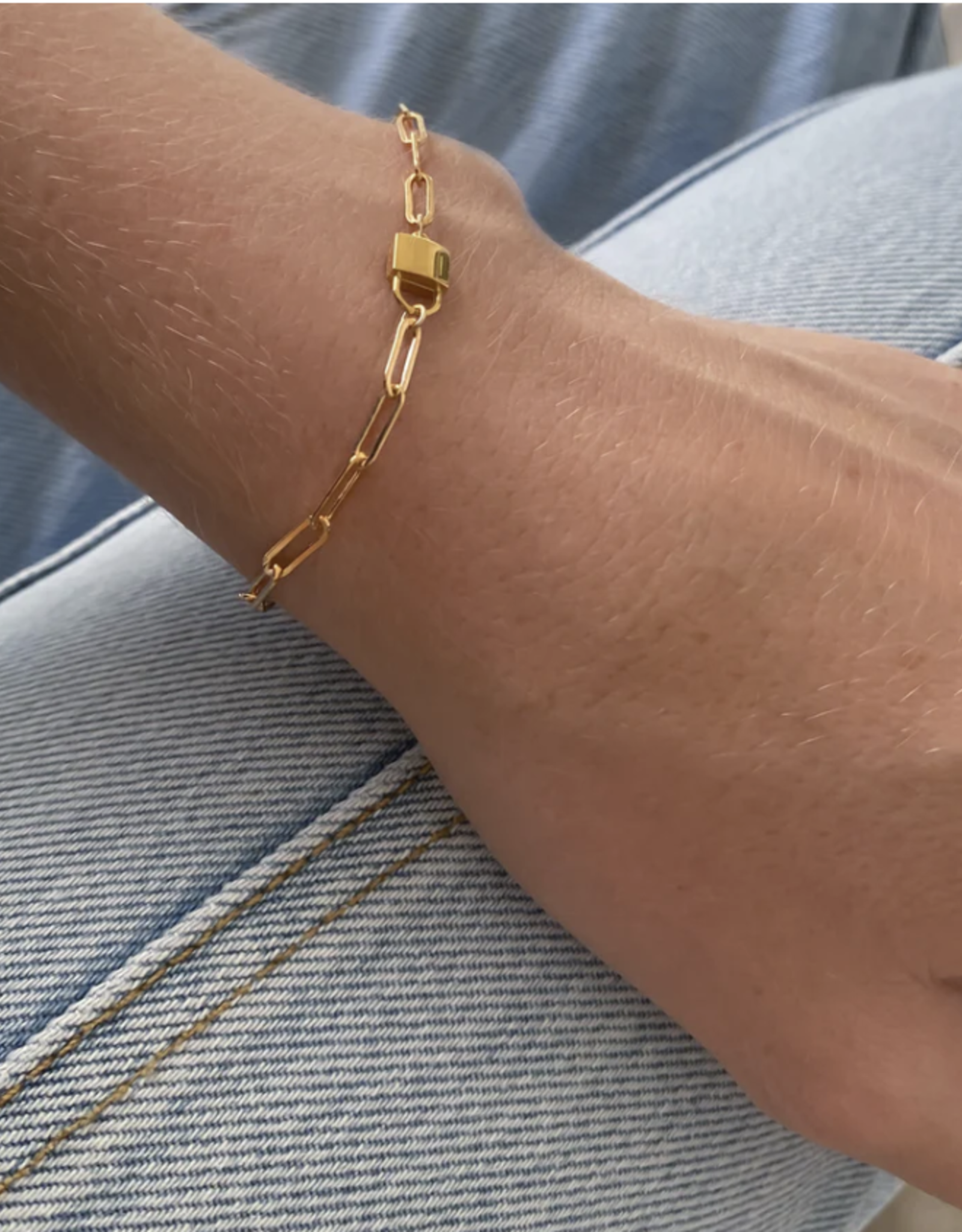 Jessa Lock Bracelet -14K Gold Plated
