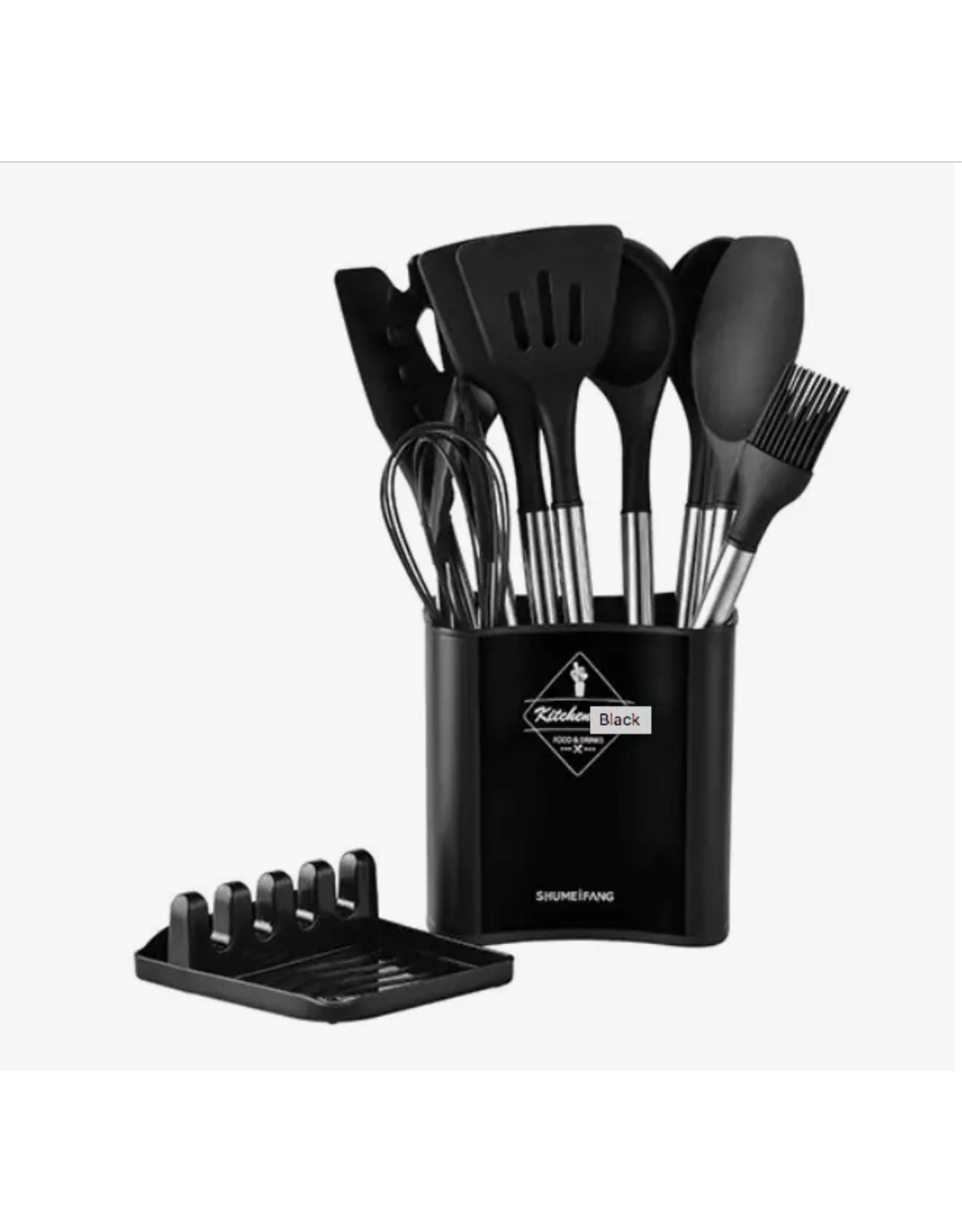 13pcs Stainless Steel Silicone Utensils Set, Black