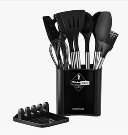 13pcs Stainless Steel Silicone Utensils Set, Black