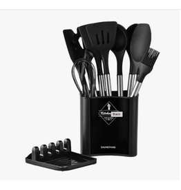 13pcs Stainless Steel Silicone Utensils Set, Black