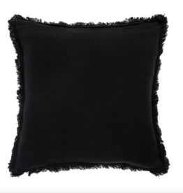 Frayed Edge Pillow, Black 20 x 20