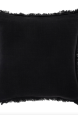 Frayed Edge Pillow, Black 20 x 20