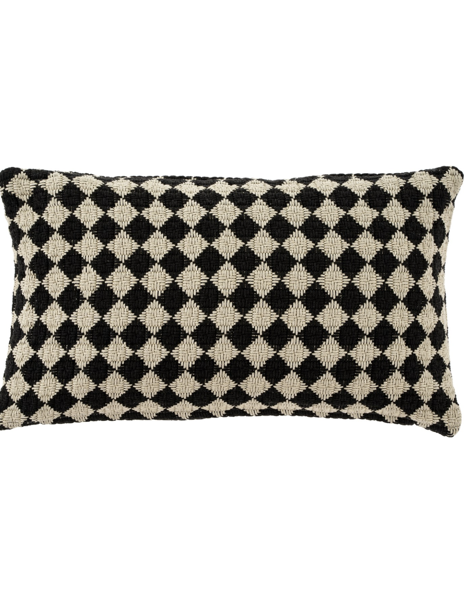 Check Weave Pillow, Black 21x12