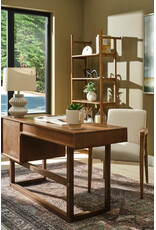 Grier Medium Brown Solid Wood W/Cane Office Desk