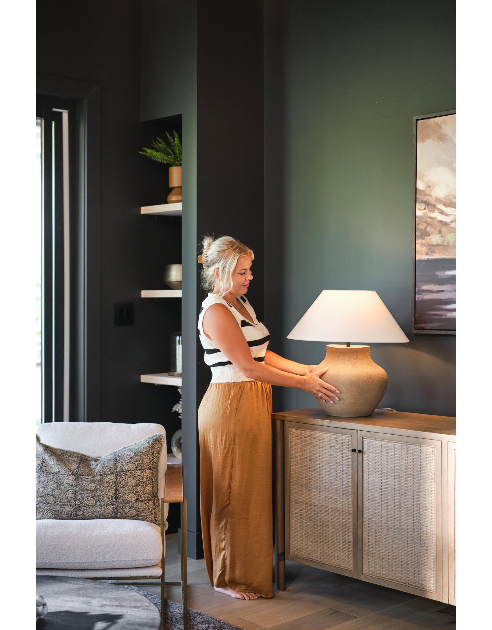 Parma Ceramic Table Lamp, Dark Sand