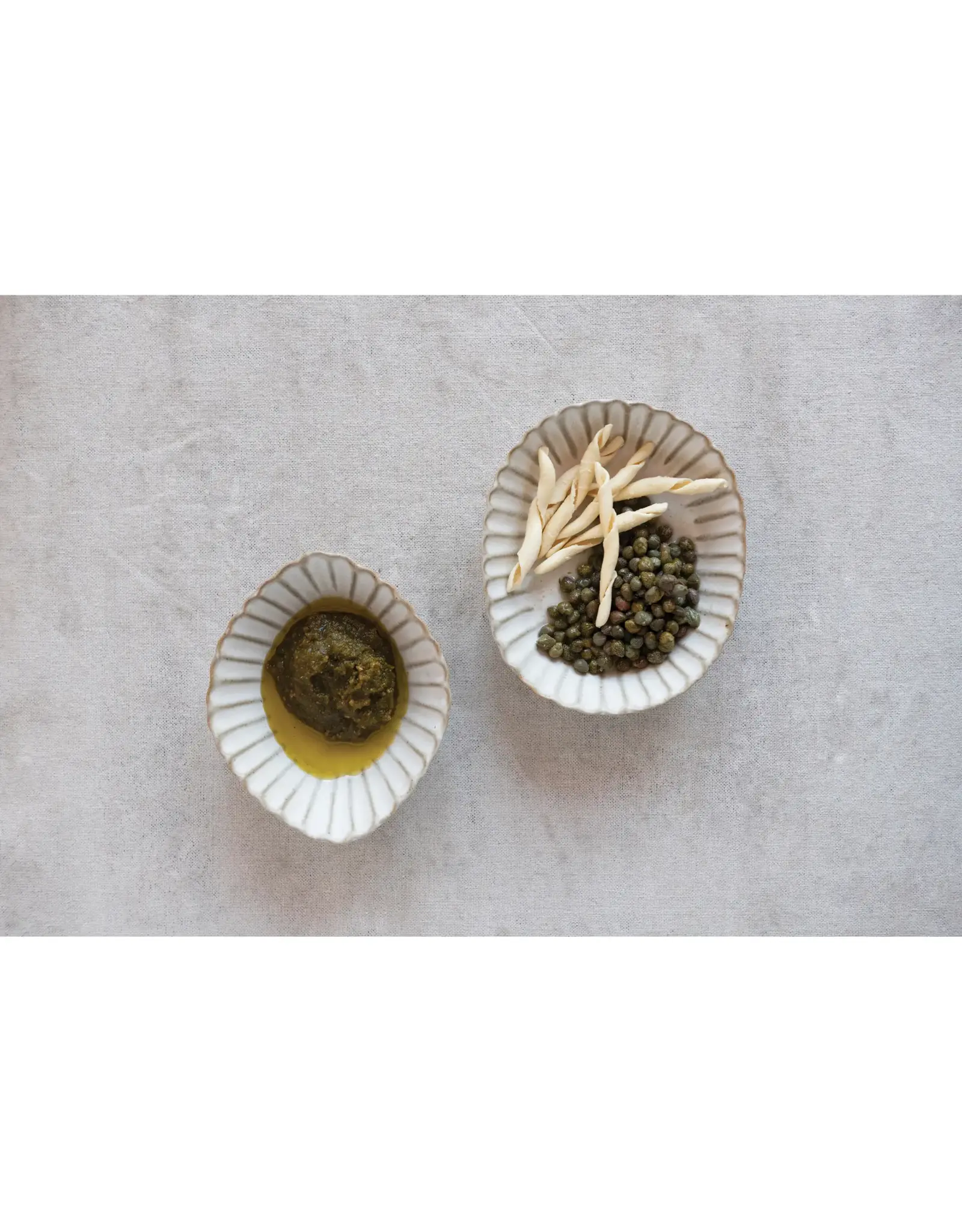 Stoneware Dish with Scalloped Edge, 2 Styles