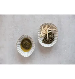Stoneware Dish with Scalloped Edge, 2 Styles