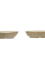 Stoneware Dish with Scalloped Edge, 2 Styles