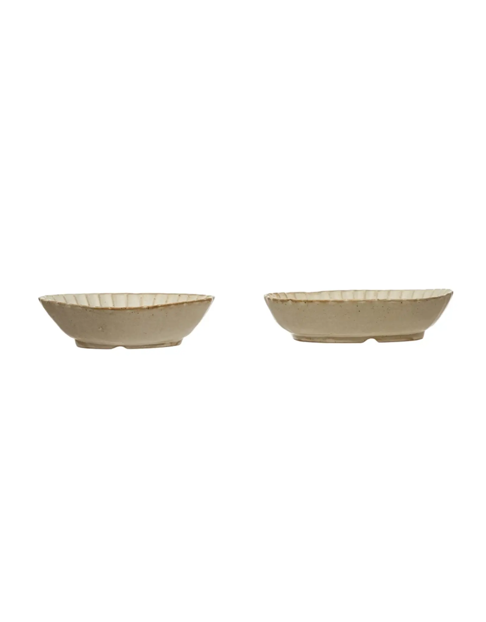 Stoneware Dish with Scalloped Edge, 2 Styles