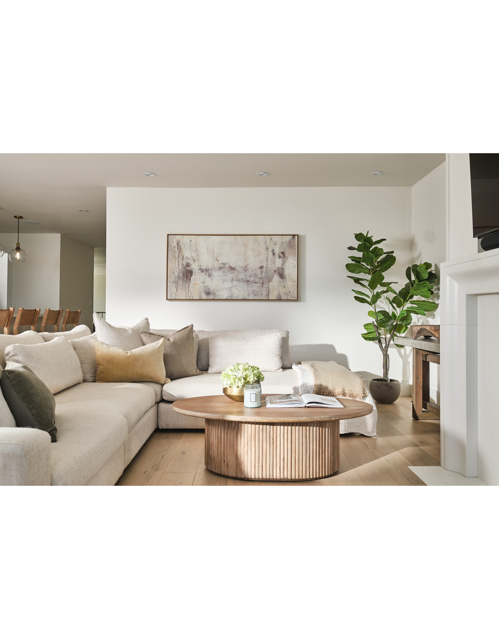 Bloor 3 pc Sectional Sofa w/Ottoman in Essence Natural