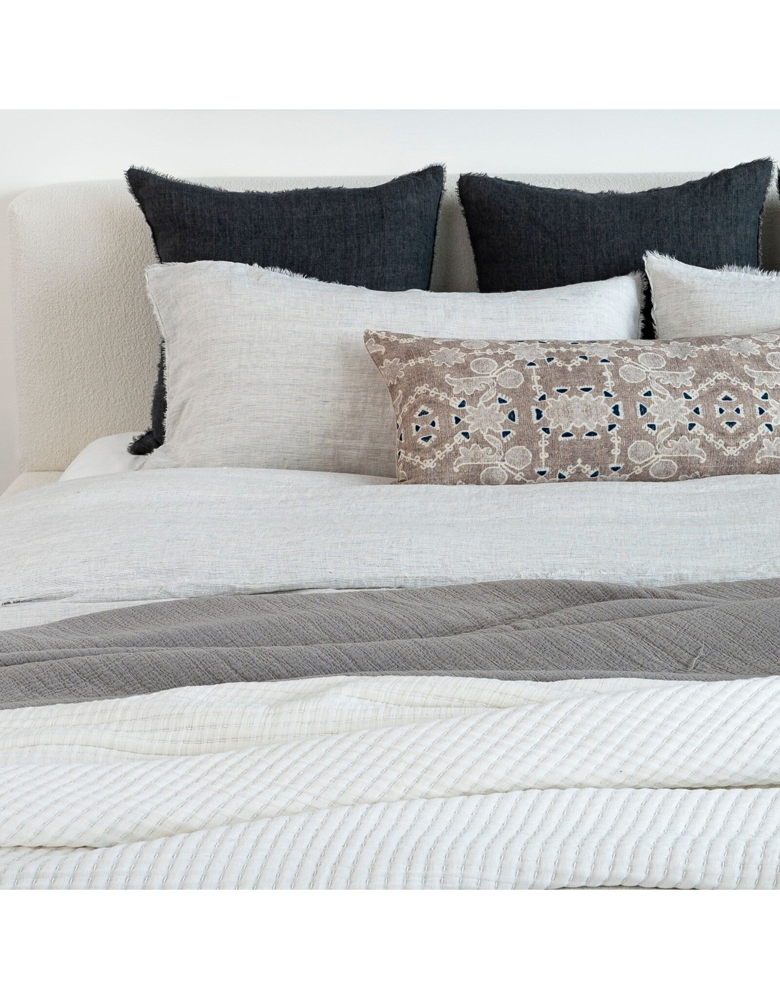 Lina Linen Pillow, Charcoal 24x24