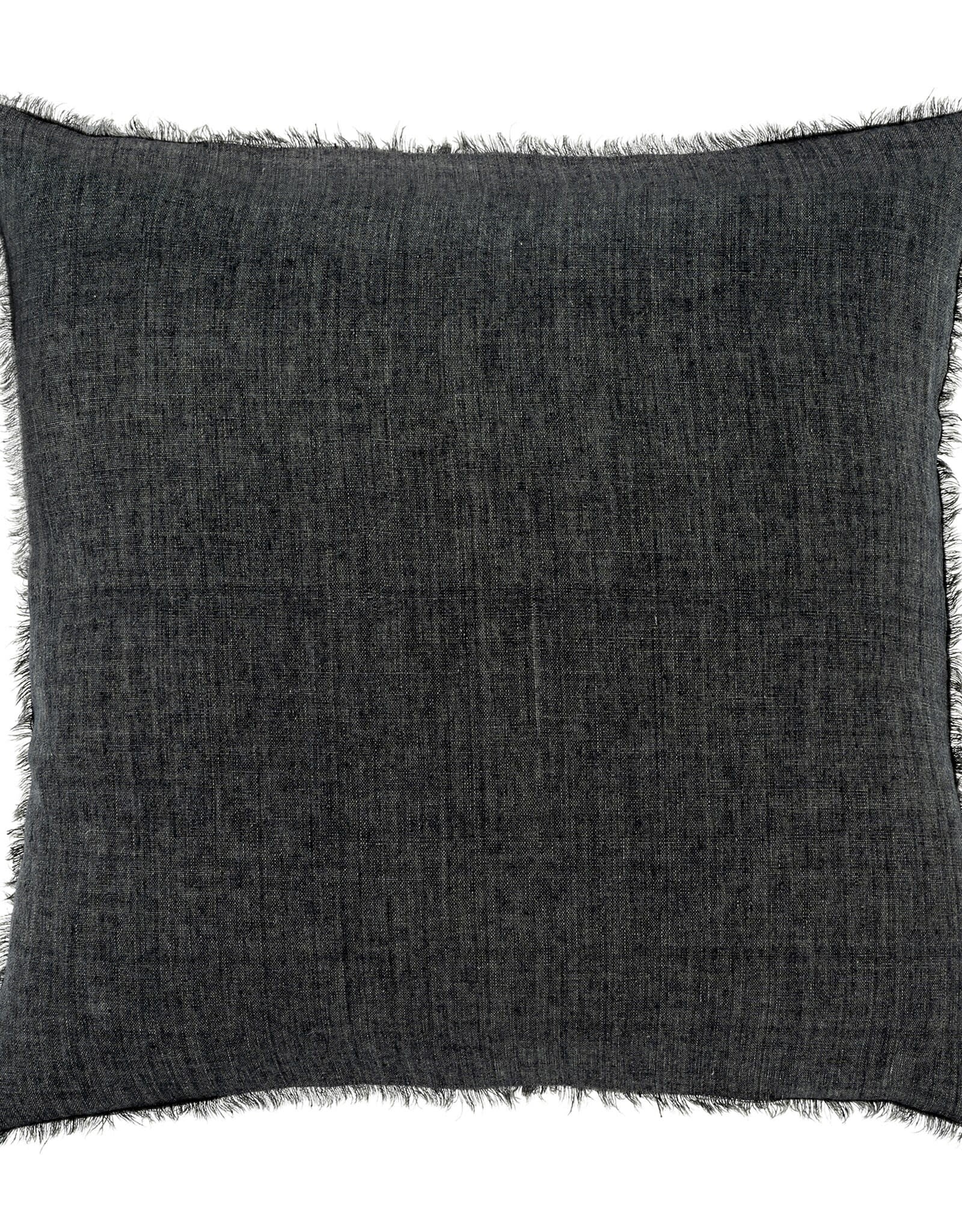 Lina Linen Pillow, Charcoal 24x24