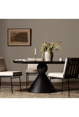 Bibianna Dining Table in Worn Black Marble