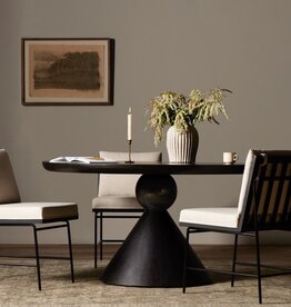 Bibianna Dining Table in Worn Black Marble
