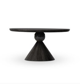 Bibianna Dining Table in Worn Black Marble