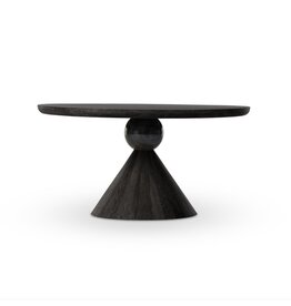 Bibianna Dining Table in Worn Black Marble