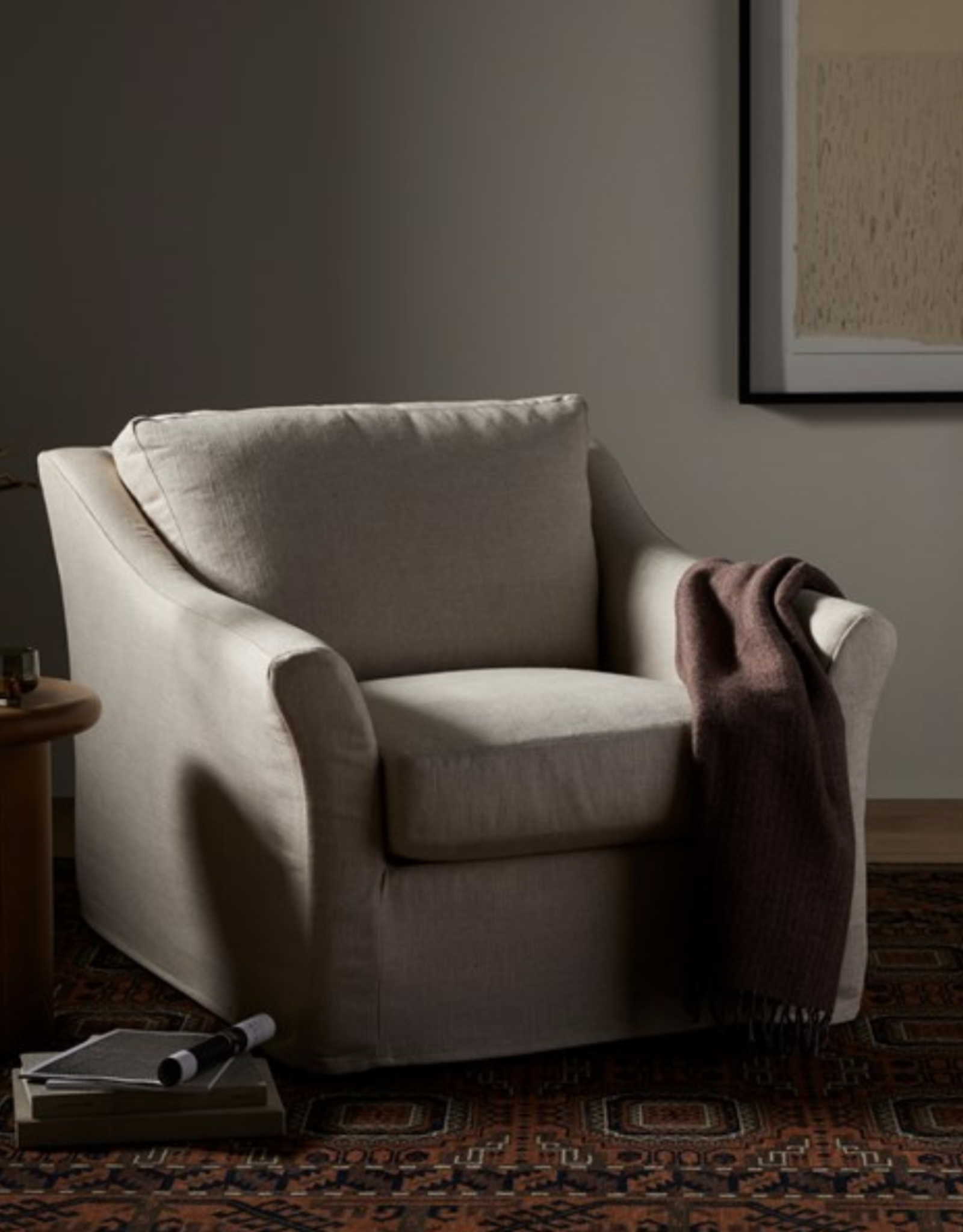 Delray Slipcover Chair And A Half-Creme