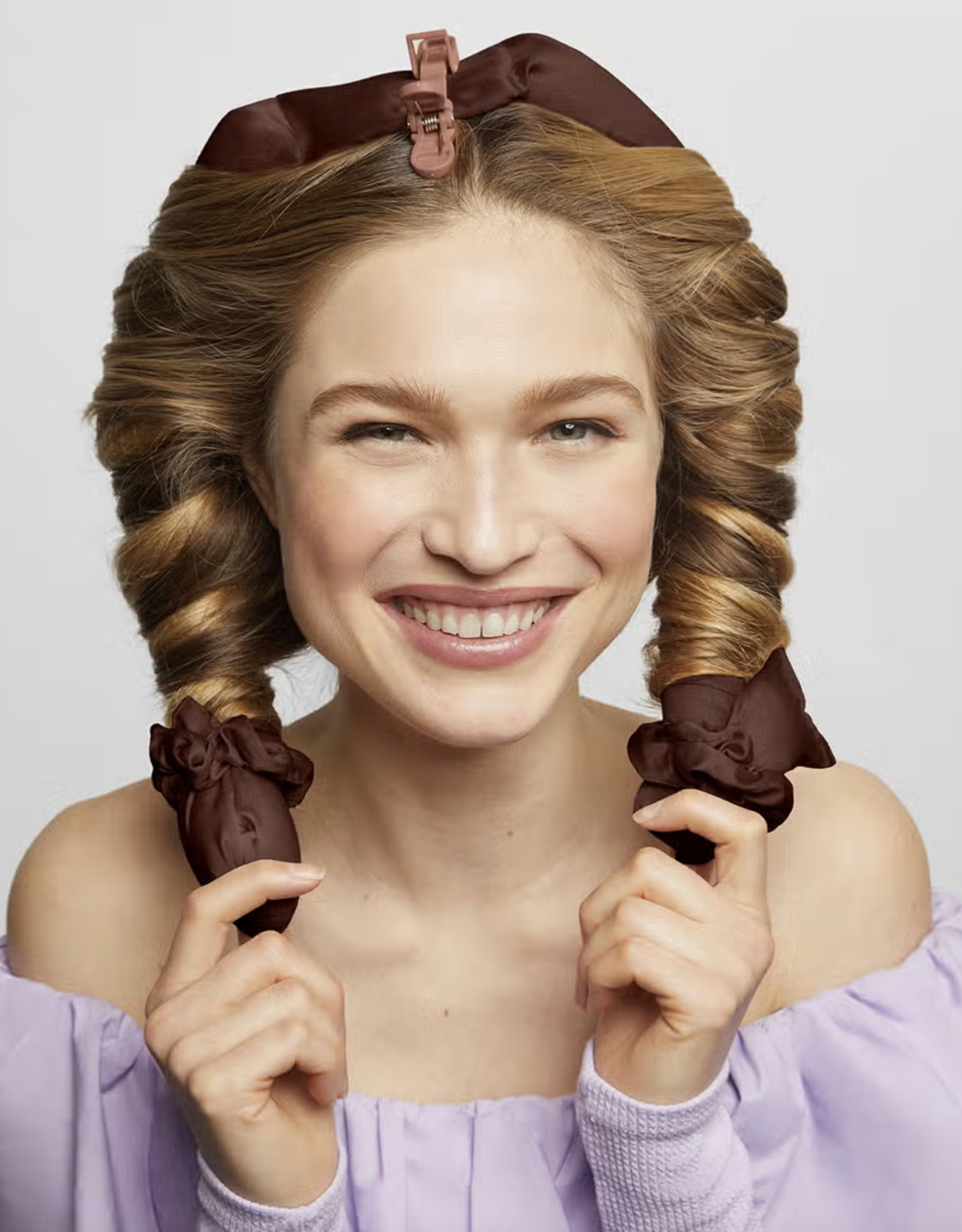 Xl Satin Heatless Curling Set - Chocolate