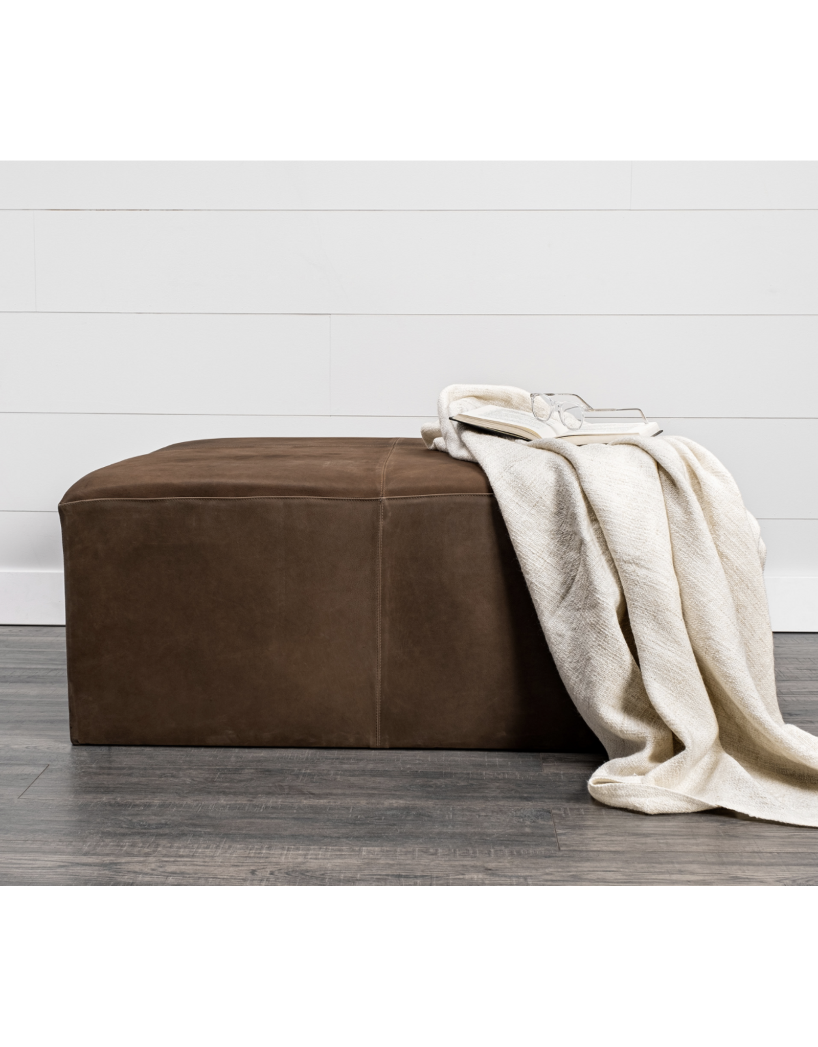Minara 36" Brown Leather Ottoman