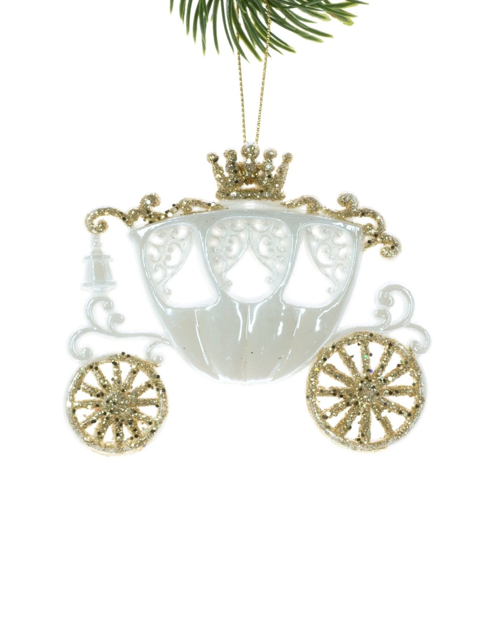 White Carriage Ornament