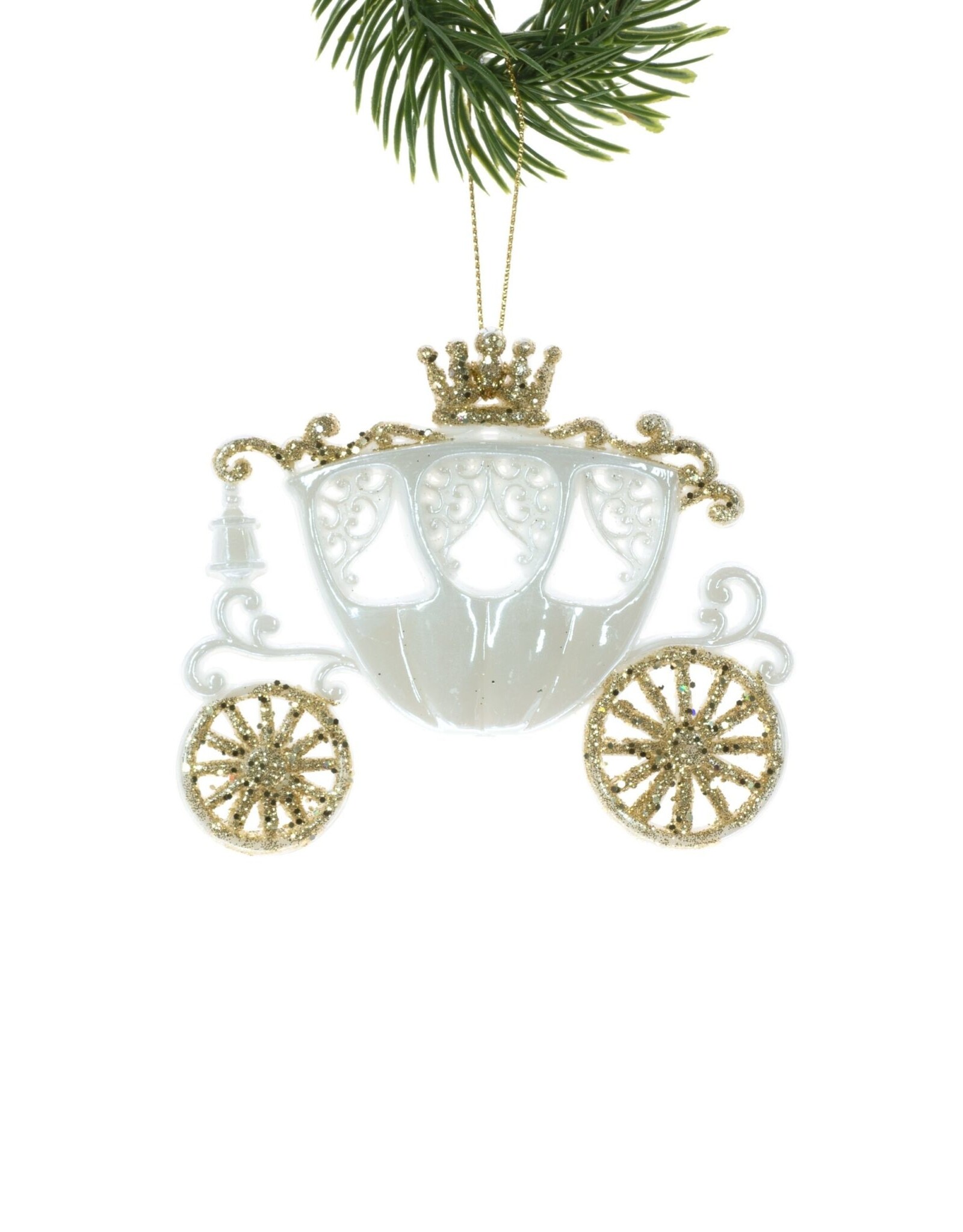 White Carriage Ornament