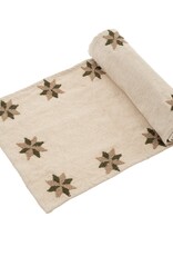 Embroidered Star Table Runner Green, 72x14