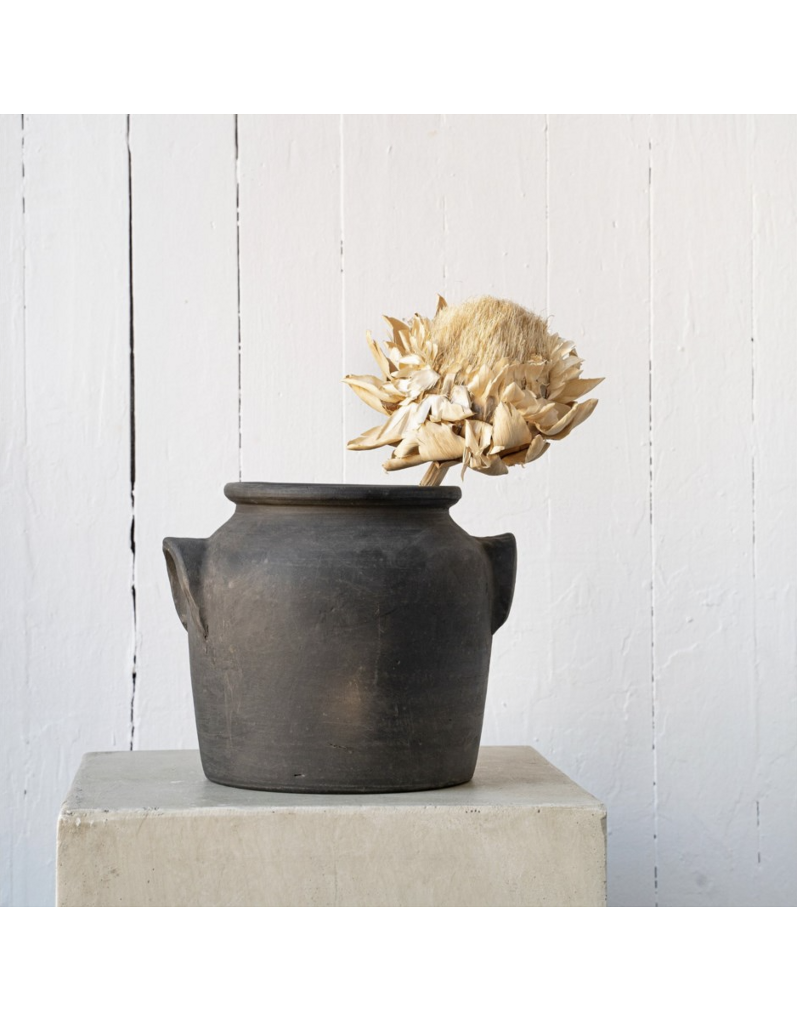 Milos Burnt Terracotta Urn L