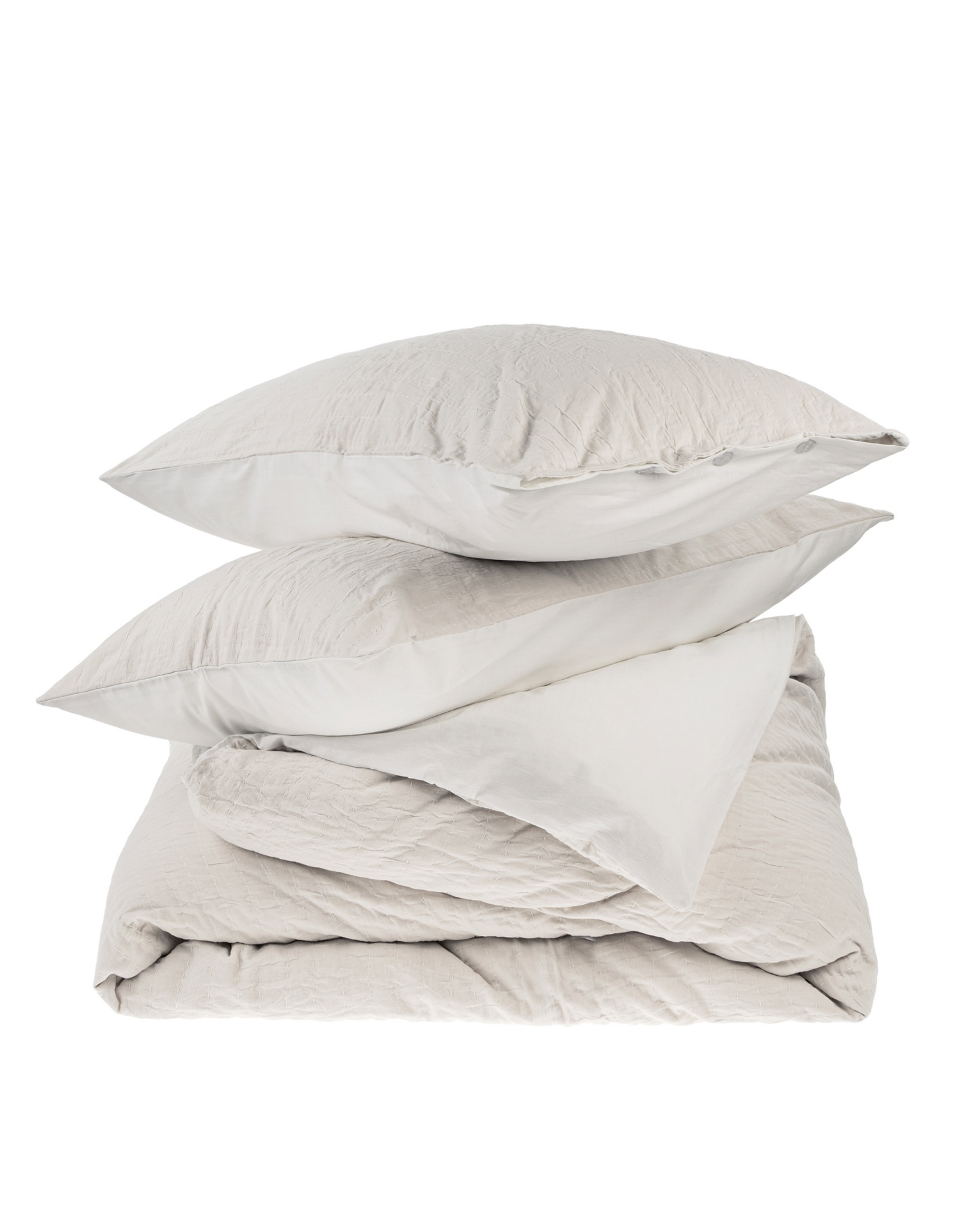 Kerala Kantha Duvet Set, White Whisper