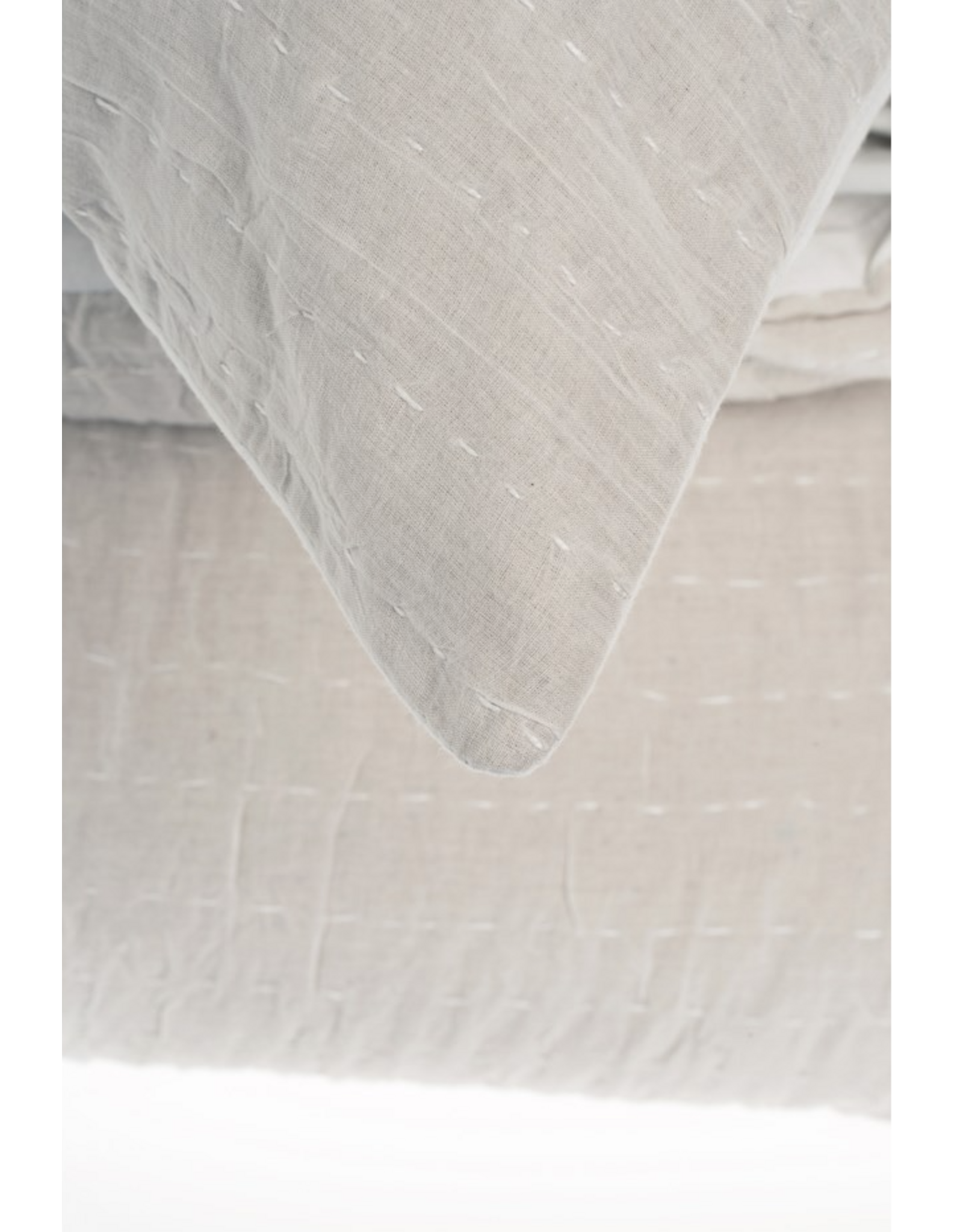 Kerala Kantha Duvet Set, White Whisper